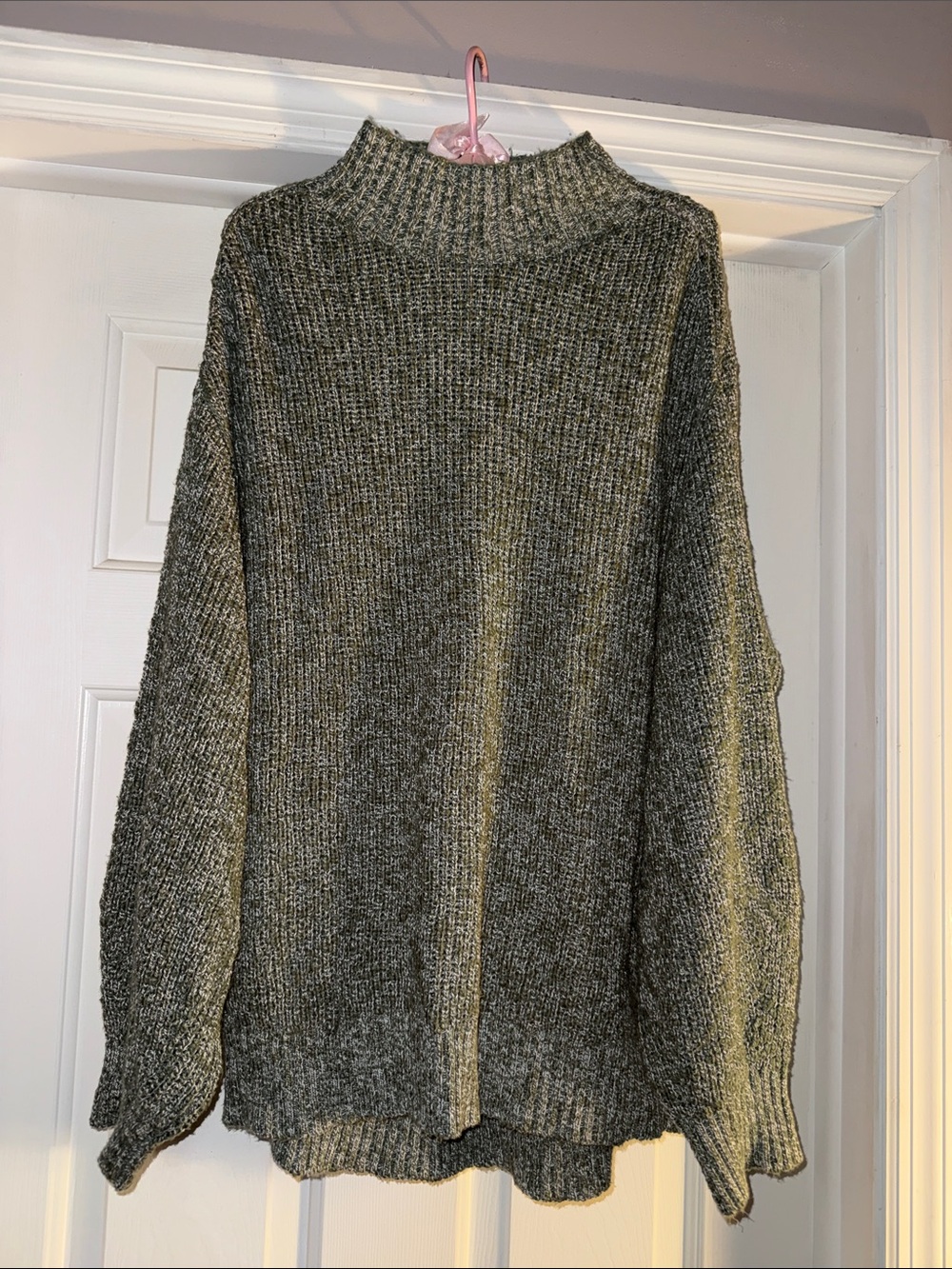 Aerie Mock Neck Ribbed Knit Sweater - Olive Green
